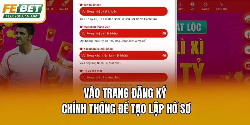 Vào trang đăng ký chính thống để tạo lập hồ sơ